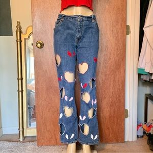 Levi’s Custom Relaxed Boot Cut 550 | Hearts Cut-out and Patch